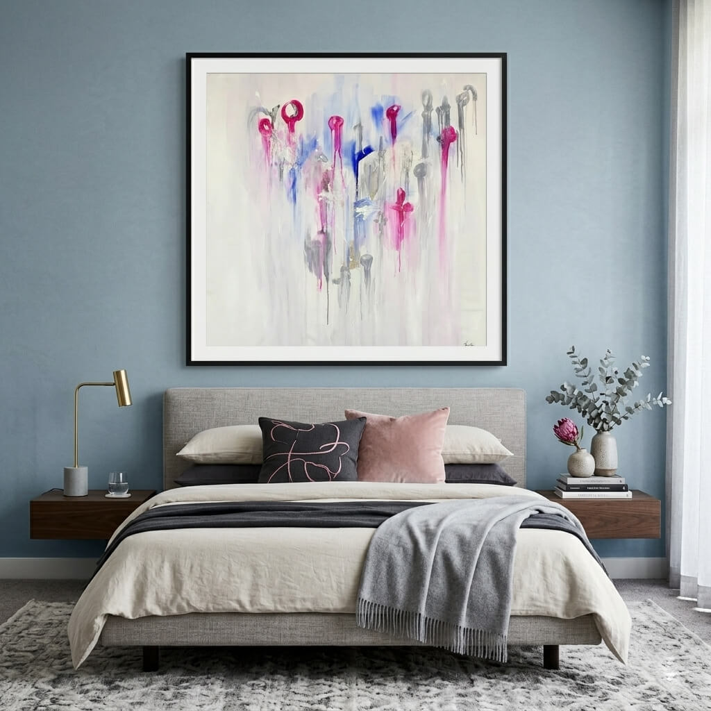 Between One Thing and the Next, an Energy Resonant Art abstract painting, by Emanuele Fortunati - in the bedroom