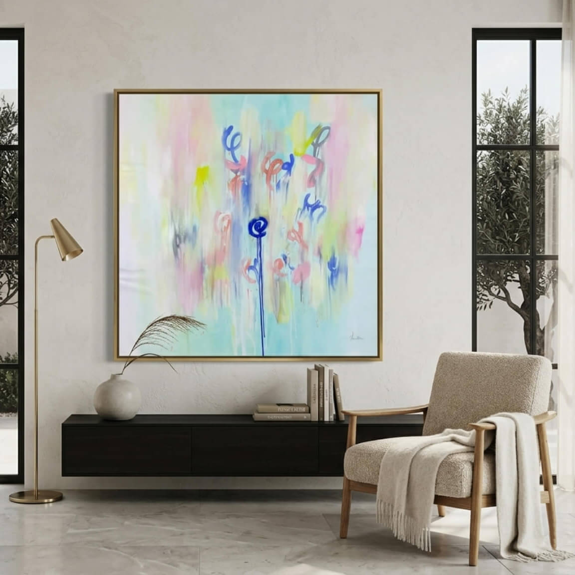 Take a Breath, an Energy Resonant Art abstract painting, by Emanuele Fortunati - in the living room