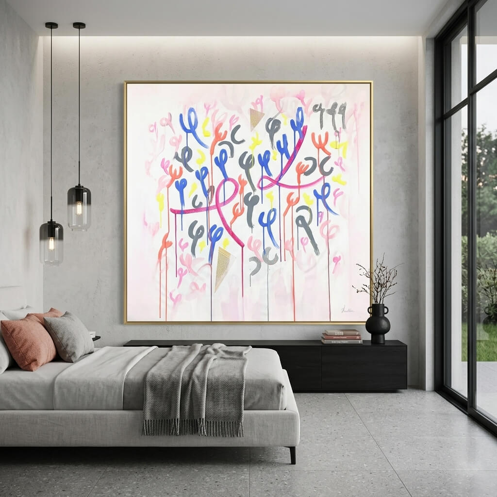 Everything, All At Once, an Energy Resonant Art abstract painting, by Emanuele Fortunati - in the living room