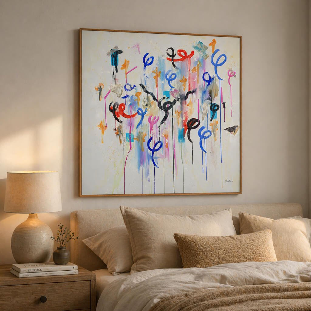 Layers You Don't Notice At First, an Energy Resonant Art abstract painting, by Emanuele Fortunati - in the living room