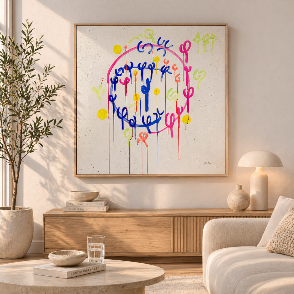 The Centre Holds, an Energy Resonant Art abstract painting, by Emanuele Fortunati - in the living room