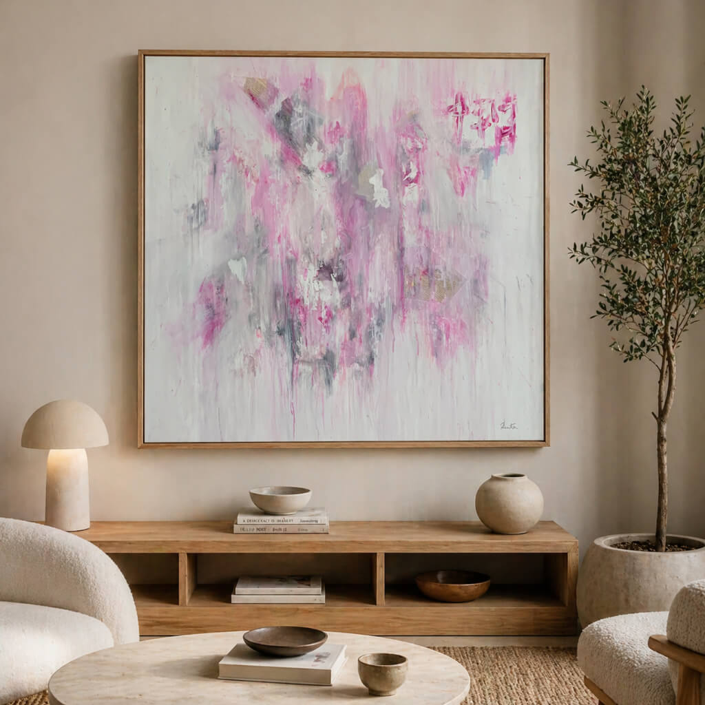 The Softest Wall in the Room, an Energy Resonant Art abstract painting, by Emanuele Fortunati - in the living room