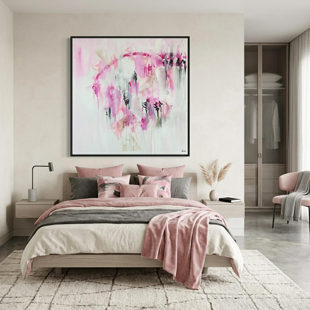 What Tenderness Looks Like Up Close, an Energy Resonant Art abstract painting, by Emanuele Fortunati - in the bedroom