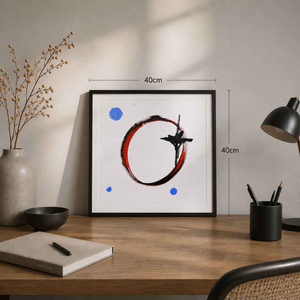 The Clean Break, an Energy Resonant Art abstract painting, by Emanuele Fortunati - on the desk