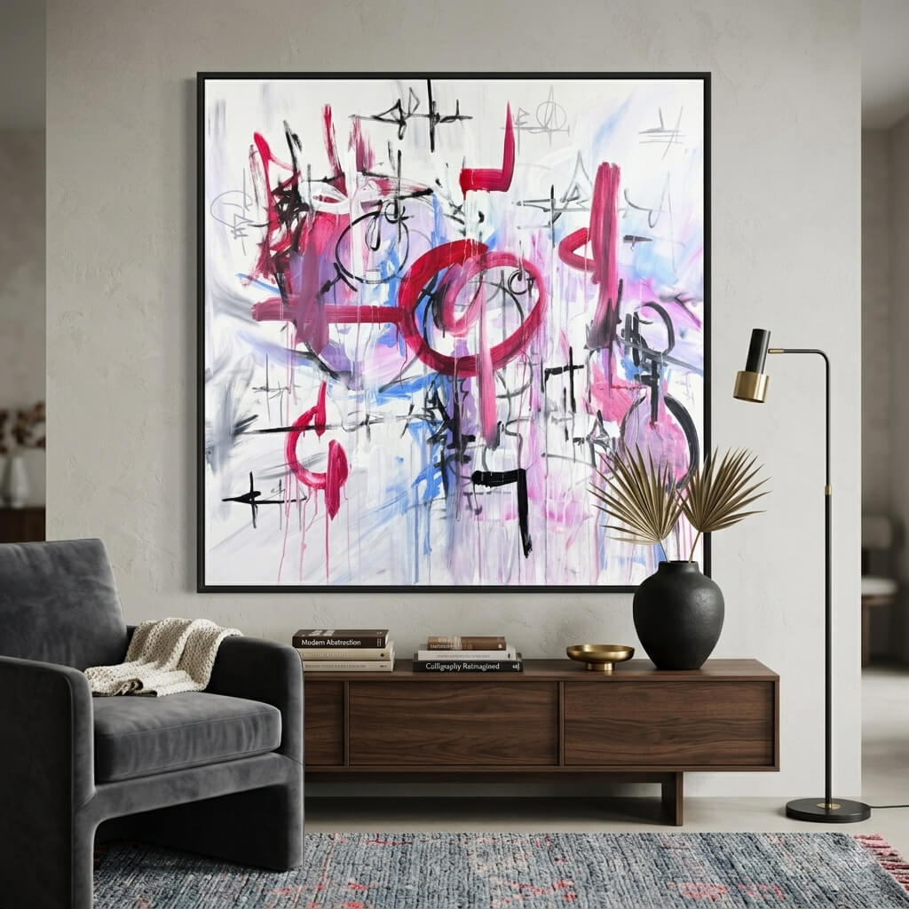 Proudly Too Much, an Energy Resonant Art abstract painting, by Emanuele Fortunati - on the wall