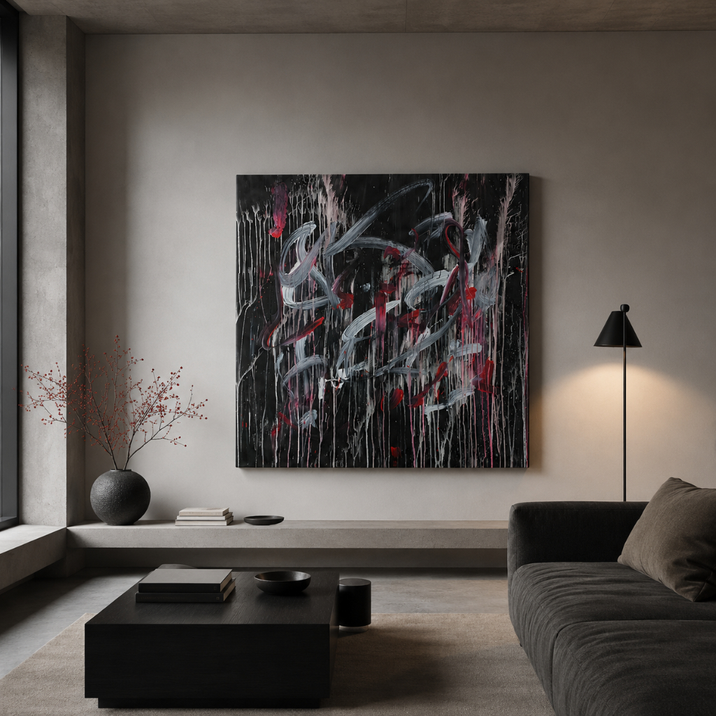 Hello, Dark Side, an Energy Resonant Art abstract painting, by Emanuele Fortunati - on the wall