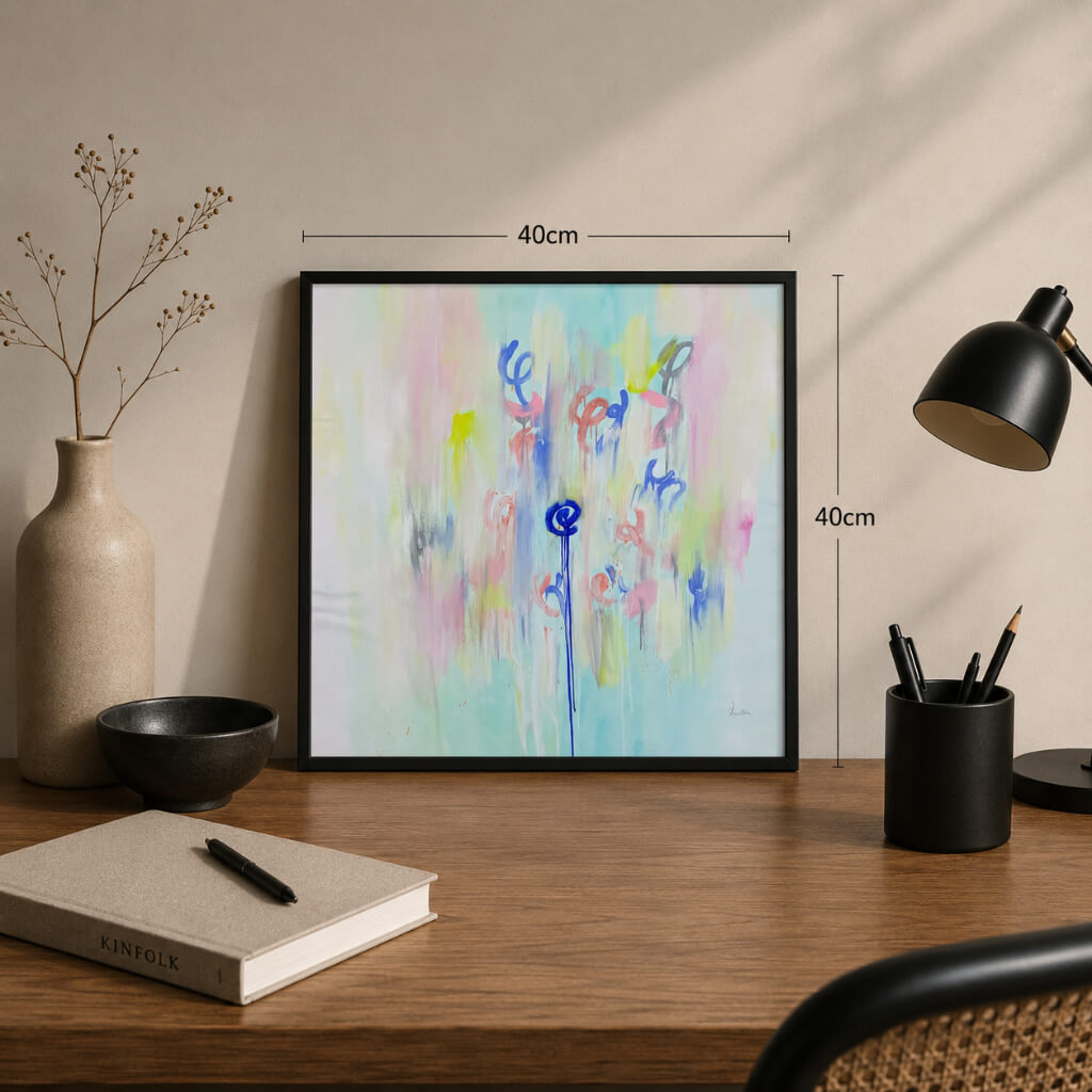 Take a Breath, an Energy Resonant Art abstract painting, by Emanuele Fortunati - on the desk